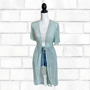 Liberty Love Sheer Blue Floral Cover Up Dustier Cardigan